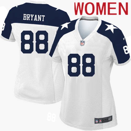 Women Dallas Cowboys #88 Dez Bryant Nike White Alternate Throwback Game NFL Jersey->women nfl jersey->Women Jersey
